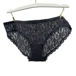 Victoria's Secret Grey Lace Bikini Panty Signature Waistband Womens Large